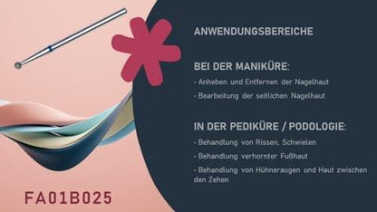 STALEKS PRO Expert Diamant-Nagelbohrer (Kugel, Blau, 2,5 mm) – Mittlere Körnung 120, Multifunktions-Bit für Maniküre & Pediküre, Entfernung von Pterygium und Nagelhaut