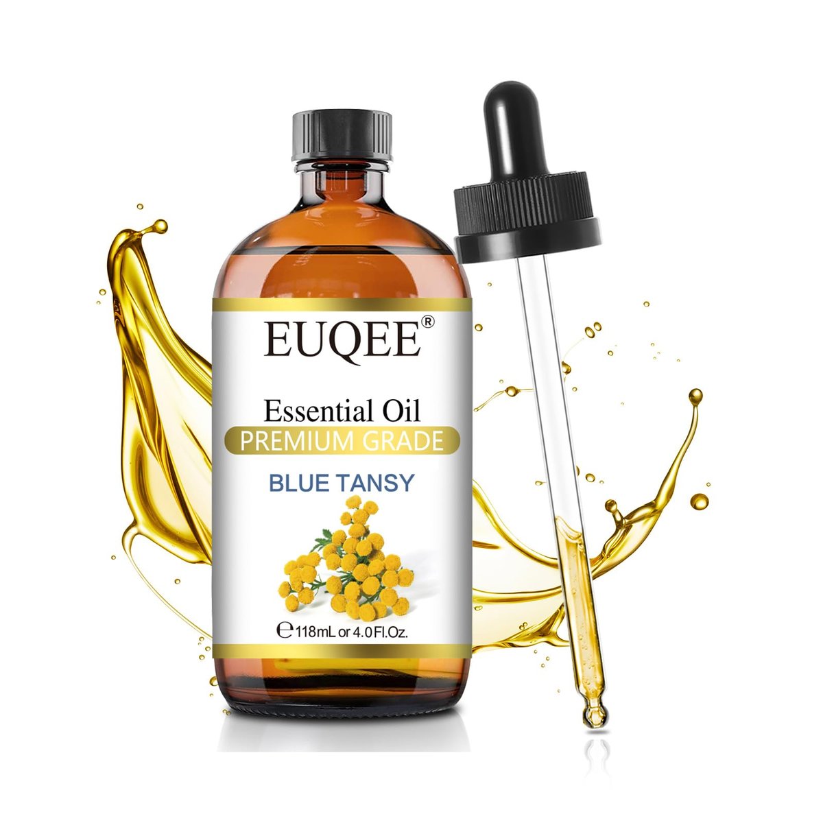 EUQEE Blau-Rainfarn-Öl 118 ml – Reines ätherisches Öl für Diffuser, Seifenherstellung und Hautpflege mit Pipette