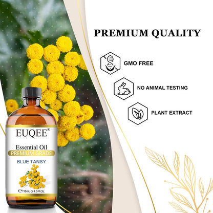 EUQEE Blau-Rainfarn-Öl 118 ml – Reines ätherisches Öl für Diffuser, Seifenherstellung und Hautpflege mit Pipette