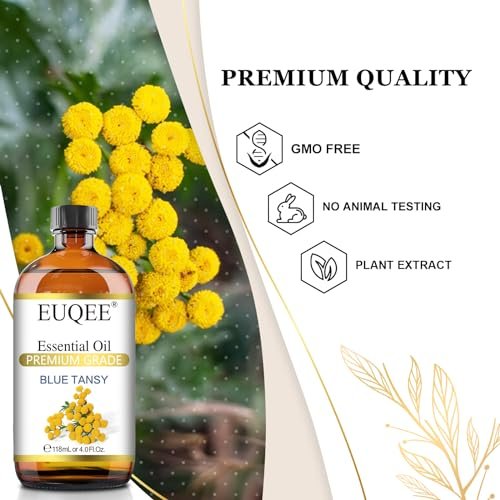 EUQEE Blau-Rainfarn-Öl 118 ml – Reines ätherisches Öl für Diffuser, Seifenherstellung und Hautpflege mit Pipette