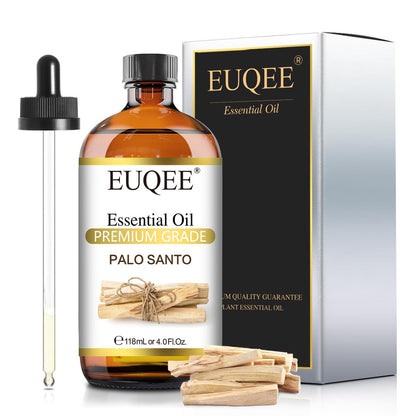 EUQEE Palo Santo Öl 118 ml – Reines Palo Santo Ätherisches Öl mit Glaspipette für Diffuser, Seifen- und Kerzenherstellung – 4 Fl. Oz