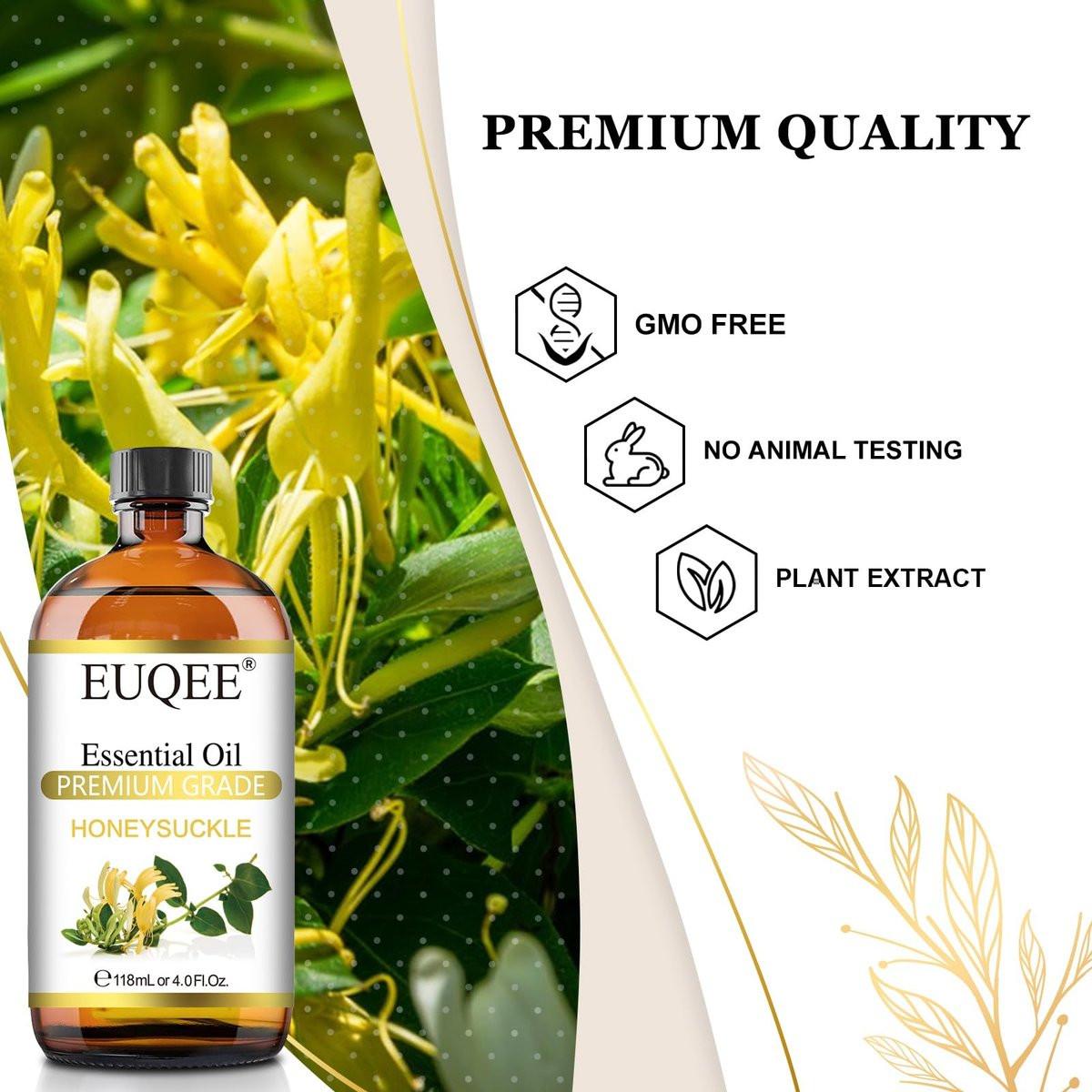 EUQEE Geißblatt (Honeysuckle) Ätherisches Öl 118ml – Reines Premium-Öl mit Glaspipette für Diffuser, DIY-Seifen- und Kerzenherstellung – 4 Fl. Oz.