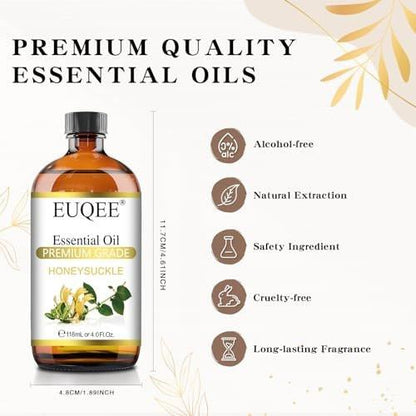 EUQEE Geißblatt (Honeysuckle) Ätherisches Öl 118ml – Reines Premium-Öl mit Glaspipette für Diffuser, DIY-Seifen- und Kerzenherstellung – 4 Fl. Oz.