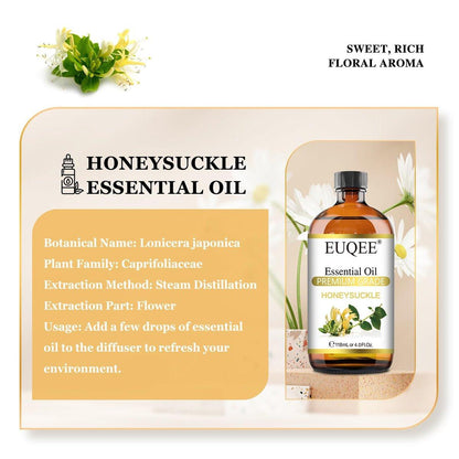 EUQEE Geißblatt (Honeysuckle) Ätherisches Öl 118ml – Reines Premium-Öl mit Glaspipette für Diffuser, DIY-Seifen- und Kerzenherstellung – 4 Fl. Oz.
