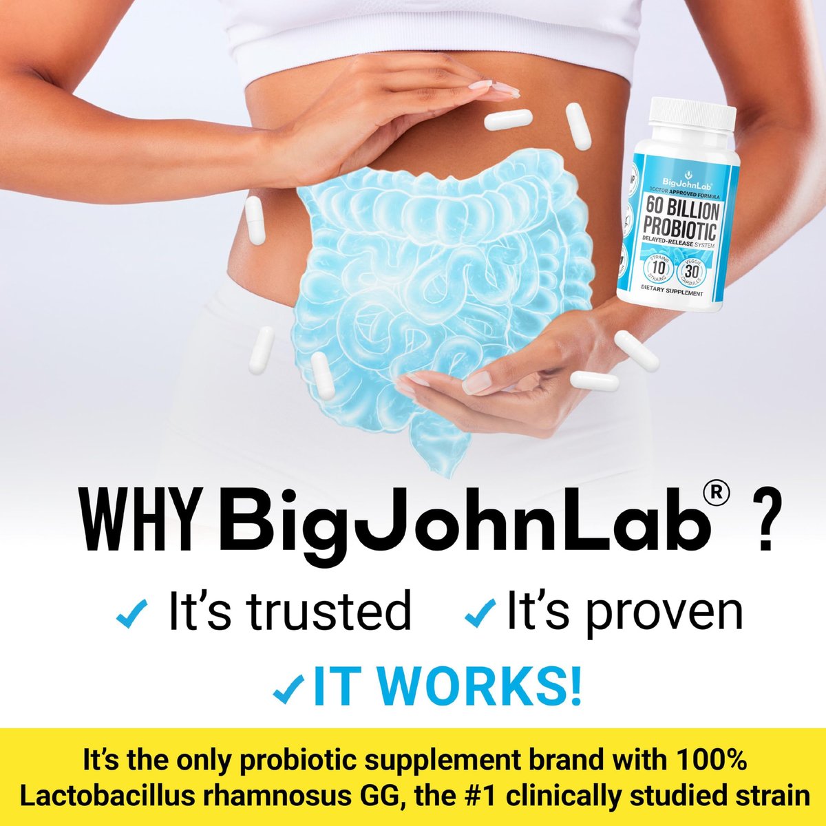 BIGJOHNLAB® – Probiotika zur Gewichtskontrolle – 6 probiotische Stämme – Präbiotika – Schlüsselbestandteile Cayennepfeffer & Grüner Tee – Unterstützt die Darmgesundheit – Gewichtsmanagement für Frauen & Männer – 30 Kapseln