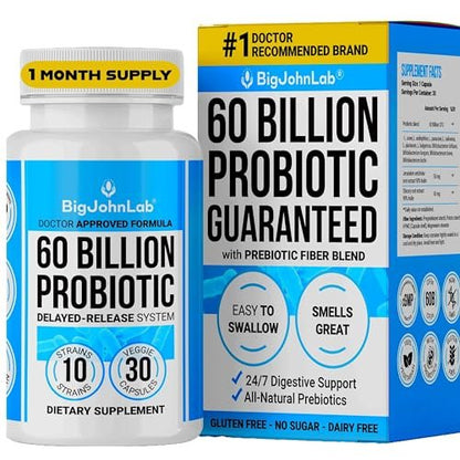 BIGJOHNLAB® – Probiotika zur Gewichtskontrolle – 6 probiotische Stämme – Präbiotika – Schlüsselbestandteile Cayennepfeffer & Grüner Tee – Unterstützt die Darmgesundheit – Gewichtsmanagement für Frauen & Männer – 30 Kapseln