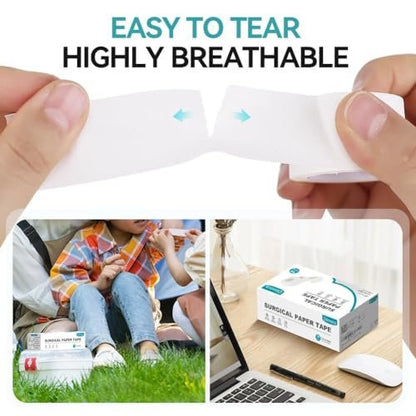 Dimora Paper Medical Tape 16 Rollen - Hypoallergenes Weißes Chirurgisches Klebeband für empfindliche Haut, Atmungsaktives Erste-Hilfe-Wundpflaster mit schmerzfreiem Entfernen, Fixiert Verbände und Medizinprodukte - 2,5 cm x 9,1 m