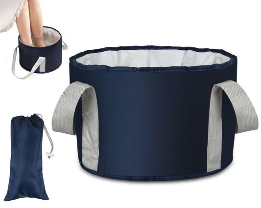 YCConcept Fußbad-Eimer zusammenklappbar, 18 L, tragbarer Waschbeutel mit Griff für Angeln, Reisen und Camping - Marineblau