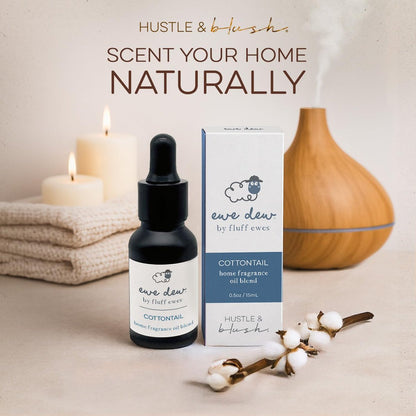 Hustle & Blush Ätherisches Öl für Trocknerbälle, 15ml Cottontail, natürlicher Wäscheduft, langanhaltender Frischeduft, Wolltrocknerbälle ideal für Diffuser, Kerzenherstellung, Mehrzweck für Zuhause & DIY