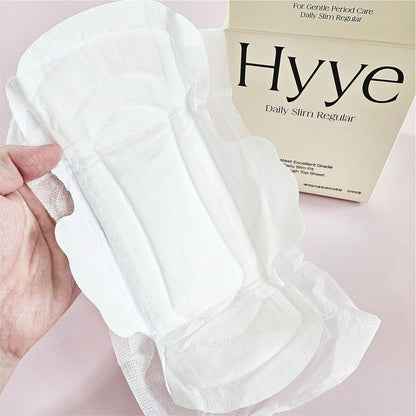 Hyye Ultradünne tägliche Damenbinden mit Flügeln, hohe Saugfähigkeit, atmungsaktive Baumwoll-Weichkontakt-Abdeckung für empfindliche Haut, unparfümiert, hergestellt in Korea (Regular, 16 Stück)