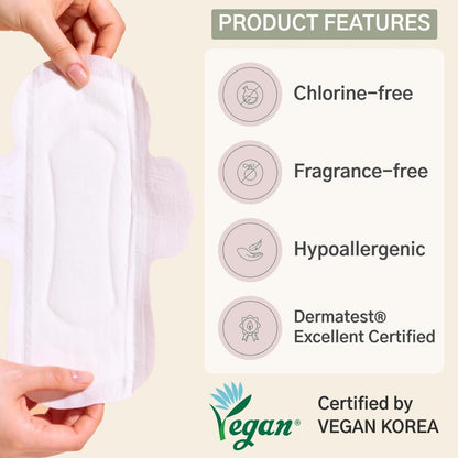 Hyye Ultradünne tägliche Damenbinden mit Flügeln, hohe Saugfähigkeit, atmungsaktive Baumwoll-Weichkontakt-Abdeckung für empfindliche Haut, unparfümiert, hergestellt in Korea (Regular, 16 Stück)