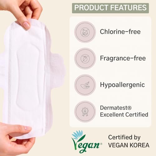Hyye Ultradünne tägliche Damenbinden mit Flügeln, hohe Saugfähigkeit, atmungsaktive Baumwoll-Weichkontakt-Abdeckung für empfindliche Haut, unparfümiert, hergestellt in Korea (Regular, 16 Stück)