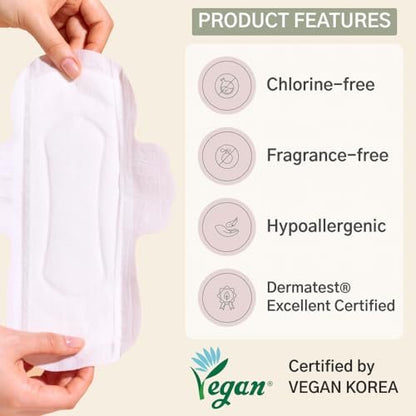 Hyye Ultradünne tägliche Damenbinden mit Flügeln, hohe Saugfähigkeit, atmungsaktive Baumwoll-Weichkontakt-Abdeckung für empfindliche Haut, unparfümiert, hergestellt in Korea (Regular, 16 Stück)