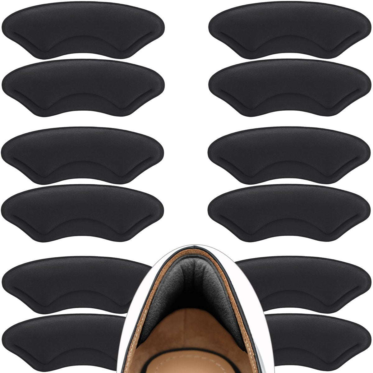 Comfowner 6 Paar Fersenpolster für zu große Schuhe – Schuhgriff-Einlagen, Fersenschutz gegen Blasen und Reibung, rutschfeste Schuheinlagen für engeren Sitz (Schwarz)