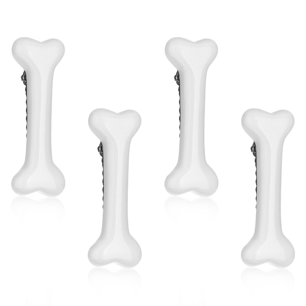 Mabor 4er-Pack Knochen-Haarklammern Weiß – Haarspangen für Damen, Halloween-Kostüm, Alltag, Weiße Knochen-Alligator-Clips