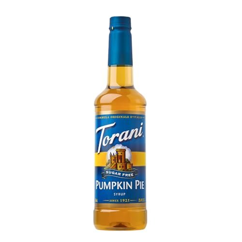 Torani Sugar Free Pumpkin Pie Sirup – 750 ml – Kalorienfreier Kürbisgeschmack für Kaffee, Desserts & Cocktails
