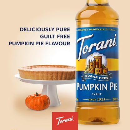 Torani Sugar Free Pumpkin Pie Sirup – 750 ml – Kalorienfreier Kürbisgeschmack für Kaffee, Desserts & Cocktails