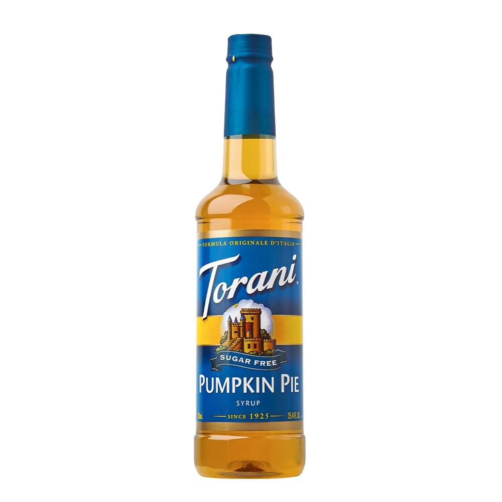 Torani Sugar Free Pumpkin Pie Sirup – 750 ml – Kalorienfreier Kürbisgeschmack für Kaffee, Desserts & Cocktails
