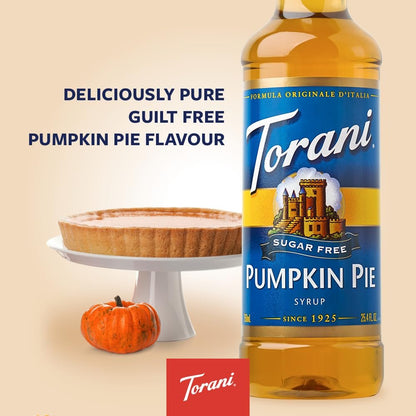 Torani Sugar Free Pumpkin Pie Sirup – 750 ml – Kalorienfreier Kürbisgeschmack für Kaffee, Desserts & Cocktails