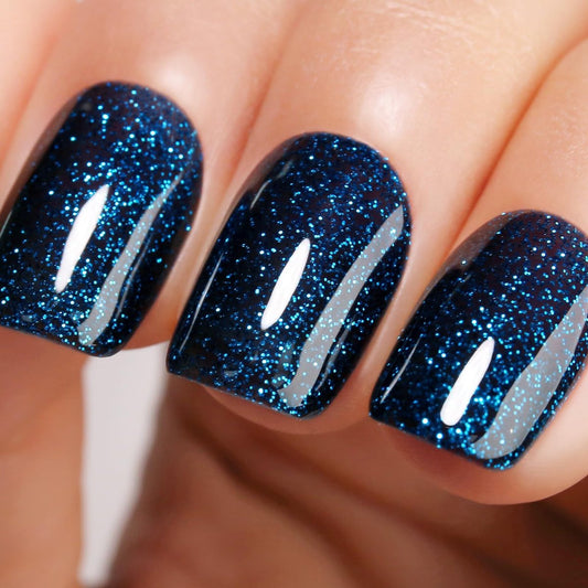 Ozzeal Glitter Gel Nagellack, Dunkelblau Glitzer Gel Polish, 15 ml – UV/LED Aushärtbar für langanhaltende Maniküre