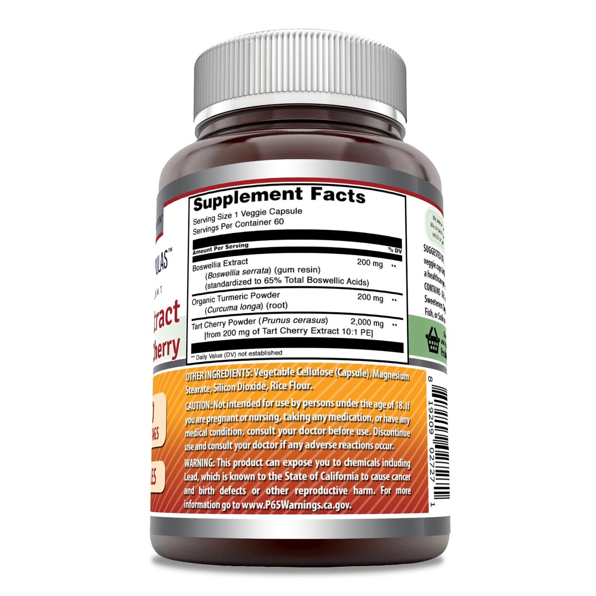 Amazing Formulas Boswellia-Extrakt, Kurkuma und Sauerkirsche Kapseln | 2400 mg pro Portion | 60 vegane Kapseln | Non-GMO | Glutenfrei | Hergestellt in USA