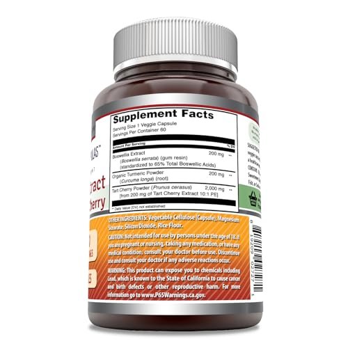 Amazing Formulas Boswellia-Extrakt, Kurkuma und Sauerkirsche Kapseln | 2400 mg pro Portion | 60 vegane Kapseln | Non-GMO | Glutenfrei | Hergestellt in USA