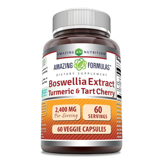 Amazing Formulas Boswellia-Extrakt, Kurkuma und Sauerkirsche Kapseln | 2400 mg pro Portion | 60 vegane Kapseln | Non-GMO | Glutenfrei | Hergestellt in USA
