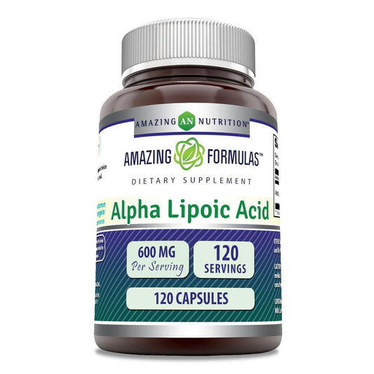 Amazing Formulas Alpha-Liponsäure | 600 mg pro Portion | Kapseln | Nicht-GVO | Glutenfrei | Hergestellt in den USA (1 Packung | 120 Kapseln)
