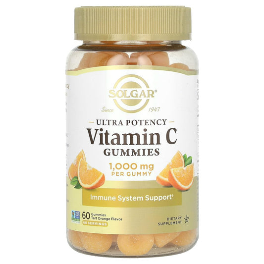 Solgar Vitamin C Gummies für Erwachsene 1.000 mg Ultra-Potenz - Immunsystem-Unterstützung für Frauen & Männer - Leckerer Orangen-Geschmack, vegan & glutenfrei, 2-Monats-Vorrat, 60 Portionen, 2 g Zucker