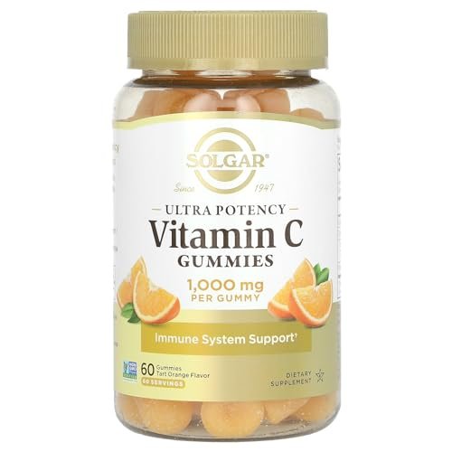 Solgar Vitamin C Gummies für Erwachsene 1.000 mg Ultra-Potenz - Immunsystem-Unterstützung für Frauen & Männer - Leckerer Orangen-Geschmack, vegan & glutenfrei, 2-Monats-Vorrat, 60 Portionen, 2 g Zucker
