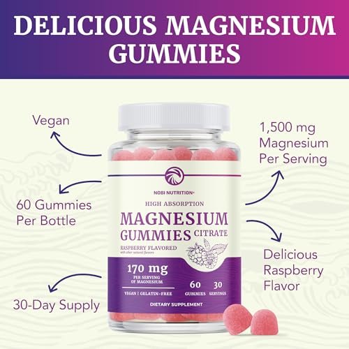 Magnesiumcitrat Gummibärchen | Extra Stärke für Ruhe, Entspannung & Verdauung | Hochabsorbierende Magnesium Gummis für Erwachsene | Vegan, Ohne Gentechnik | Himbeergeschmack Mag Gummy | 60 Stück, 1 Monatsvorrat