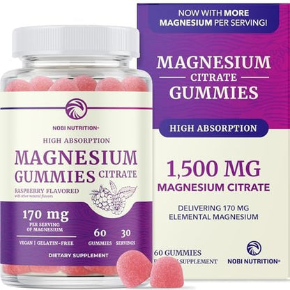 Magnesiumcitrat Gummibärchen | Extra Stärke für Ruhe, Entspannung & Verdauung | Hochabsorbierende Magnesium Gummis für Erwachsene | Vegan, Ohne Gentechnik | Himbeergeschmack Mag Gummy | 60 Stück, 1 Monatsvorrat