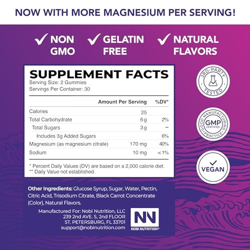 Magnesiumcitrat Gummibärchen | Extra Stärke für Ruhe, Entspannung & Verdauung | Hochabsorbierende Magnesium Gummis für Erwachsene | Vegan, Ohne Gentechnik | Himbeergeschmack Mag Gummy | 60 Stück, 1 Monatsvorrat