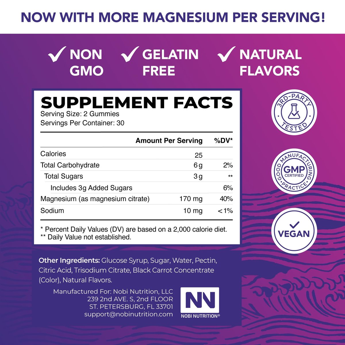 Magnesiumcitrat Gummibärchen | Extra Stärke für Ruhe, Entspannung & Verdauung | Hochabsorbierende Magnesium Gummis für Erwachsene | Vegan, Ohne Gentechnik | Himbeergeschmack Mag Gummy | 60 Stück, 1 Monatsvorrat