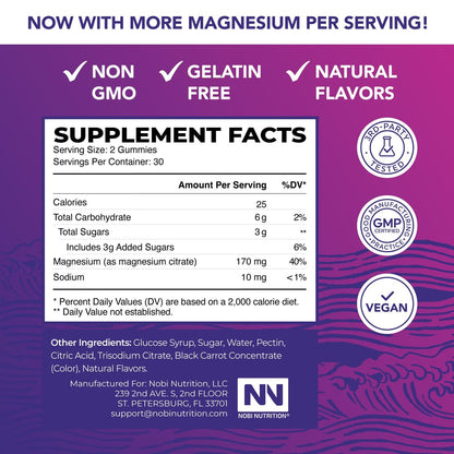 Magnesiumcitrat Gummibärchen | Extra Stärke für Ruhe, Entspannung & Verdauung | Hochabsorbierende Magnesium Gummis für Erwachsene | Vegan, Ohne Gentechnik | Himbeergeschmack Mag Gummy | 60 Stück, 1 Monatsvorrat