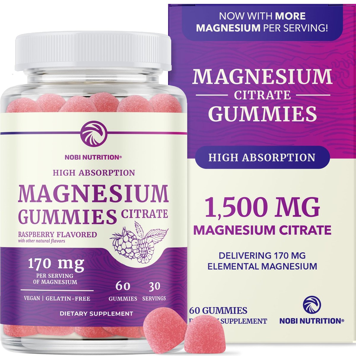 Magnesiumcitrat Gummibärchen | Extra Stärke für Ruhe, Entspannung & Verdauung | Hochabsorbierende Magnesium Gummis für Erwachsene | Vegan, Ohne Gentechnik | Himbeergeschmack Mag Gummy | 60 Stück, 1 Monatsvorrat