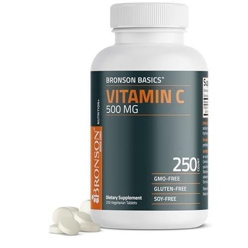 Bronson Vitamin C 500 mg – 250 vegane Tabletten zur Unterstützung des Immunsystems und antioxidativer Schutz