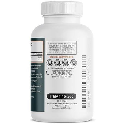Bronson Vitamin C 500 mg – 250 vegane Tabletten zur Unterstützung des Immunsystems und antioxidativer Schutz