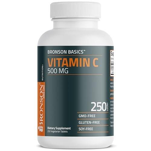 Bronson Vitamin C 500 mg – 250 vegane Tabletten zur Unterstützung des Immunsystems und antioxidativer Schutz
