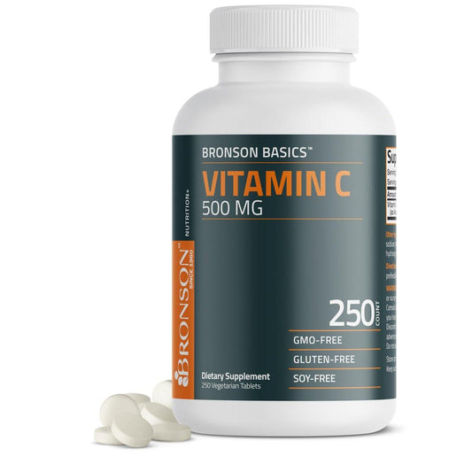 Bronson Vitamin C 500 mg – 250 vegane Tabletten zur Unterstützung des Immunsystems und antioxidativer Schutz