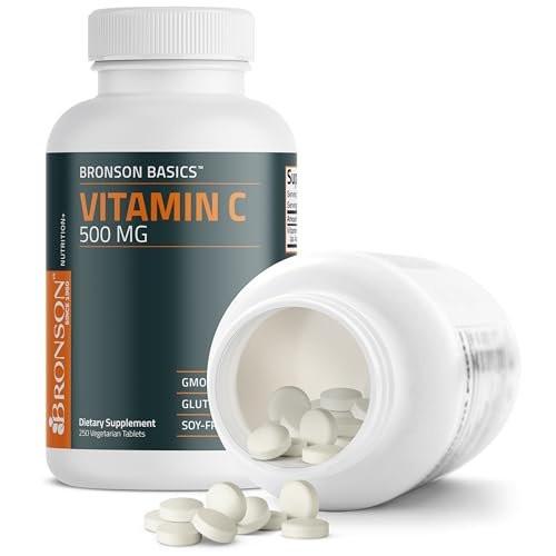 Bronson Vitamin C 500 mg – 250 vegane Tabletten zur Unterstützung des Immunsystems und antioxidativer Schutz