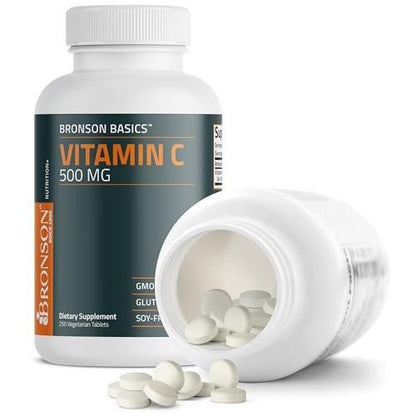 Bronson Vitamin C 500 mg – 250 vegane Tabletten zur Unterstützung des Immunsystems und antioxidativer Schutz