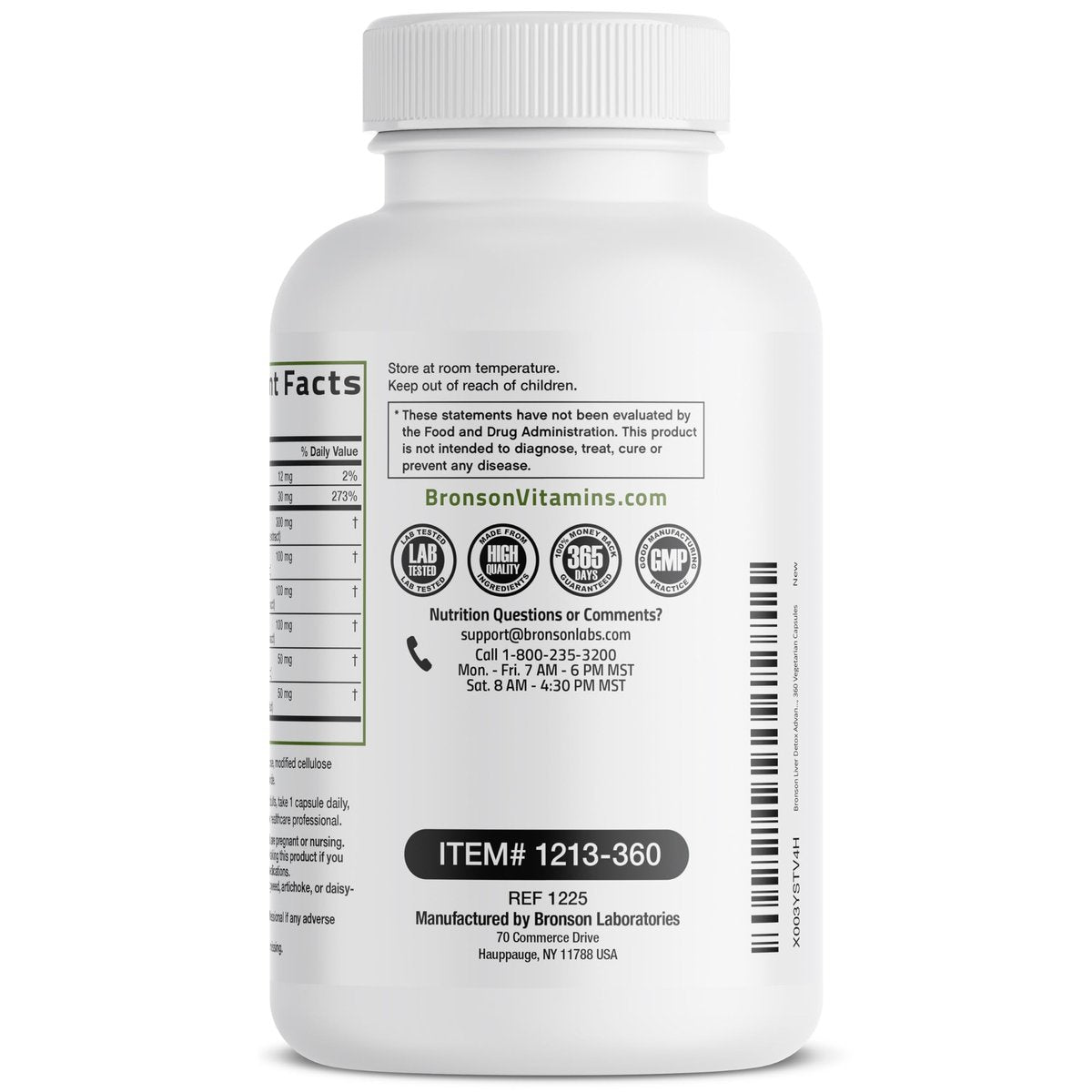 Bronson Leberreinigung Advanced Detox & Reinigungsformel Unterstützt gesunde Leberfunktion mit Mariendistel, Löwenzahn-Extrakt, Kurkuma, Artischockenblatt & mehr, Nicht-GVO, 360 vegane Kapseln