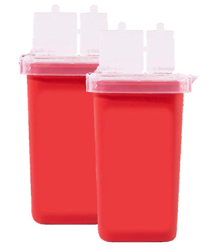 Dealmed Mini Sharps Behälter, 1 Quart (Packung mit 1) Klappdeckel, Entnahmeöffnung, tragbar, Reisegröße, Rot