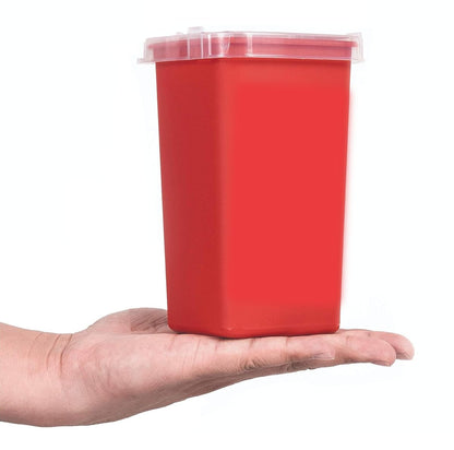 Dealmed Mini Sharps Behälter, 1 Quart (Packung mit 1) Klappdeckel, Entnahmeöffnung, tragbar, Reisegröße, Rot