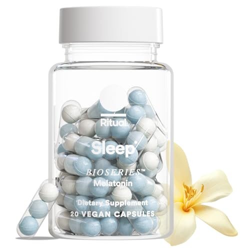 Ritual Sleep Melatonin 5mg – BioSeries Zeitfreisetzungskapseln für nächtliche Schlafunterstützung – Vegan – Ohne Arzneimittel – Vanille – 20 Kapseln