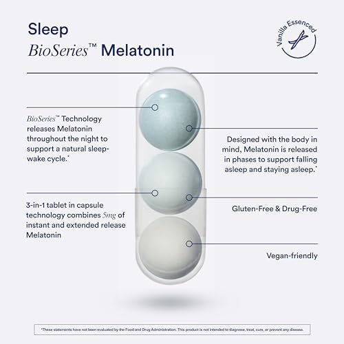 Ritual Sleep Melatonin 5mg – BioSeries Zeitfreisetzungskapseln für nächtliche Schlafunterstützung – Vegan – Ohne Arzneimittel – Vanille – 20 Kapseln