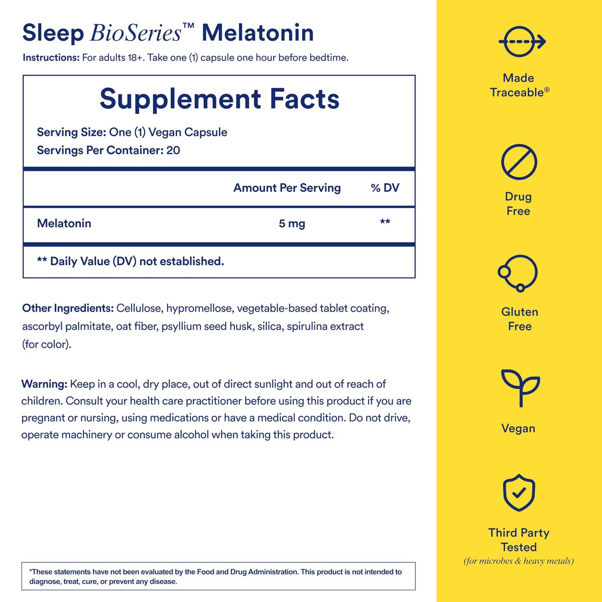 Ritual Sleep Melatonin 5mg – BioSeries Zeitfreisetzungskapseln für nächtliche Schlafunterstützung – Vegan – Ohne Arzneimittel – Vanille – 20 Kapseln