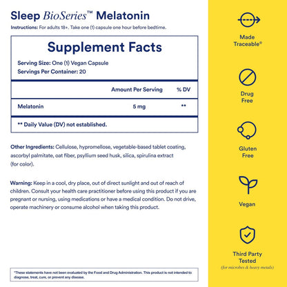 Ritual Sleep Melatonin 5mg – BioSeries Zeitfreisetzungskapseln für nächtliche Schlafunterstützung – Vegan – Ohne Arzneimittel – Vanille – 20 Kapseln