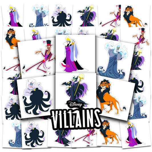 Disney Villains Tattoos Party Favors Bundle ~ 72 Perforierte Einzel-Tattoos 2" x 2" Bösewichte Temporäre Tattoos für Kinder Jungen Mädchen (Disney Villains Partyzubehör)